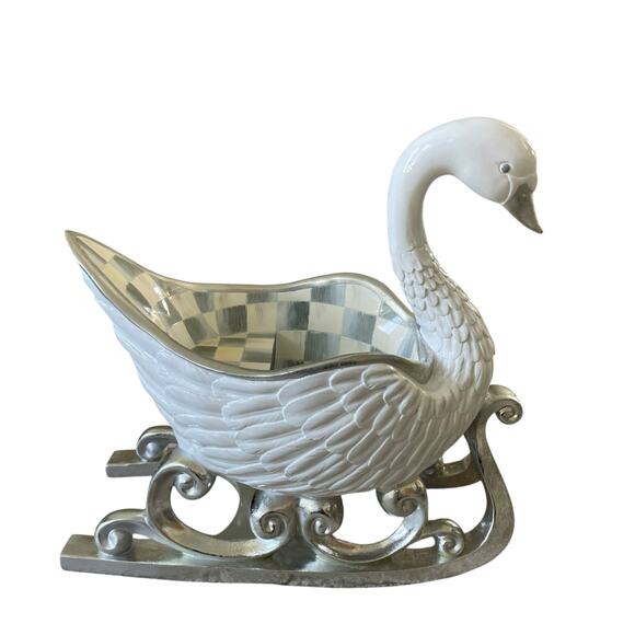 Mackenzie Childs Crystal Palace Swan Sleigh Figurine 16x15 Christmas Holiday NEW - Picture 13 of 16